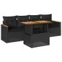 Set sofás jardín y cojines 5 pzas ratán sintético acacia negro | Foro24.es | Tu tienda online para hogar, jardín y más Foro24.es