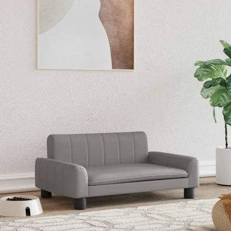 Cama para perros de cuero sintético gris 70x45x30 cm by , Beds for dogs - Ref: Foro24-171866, Price: 77,49 €, Discount: %