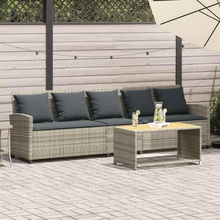 Sofá de jardín con cojines 5 plazas ratán sintético gris claro von , Gartensets - Ref: Foro24-4104117, Preis: 356,73 €, Rabat...
