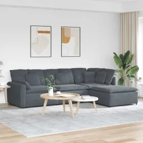 Sofá modular con reposapiés y cojines en terciopelo gris oscuro by , Unidades para sofás seccionales - Ref: Foro24-3321190, P...