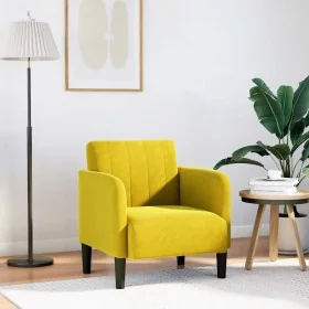 Sillón con reposabrazos terciopelo amarillo 54 cm