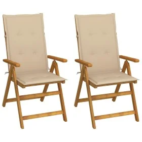 Sillas de jardín reclinables 2 uds madera maciza acacia cojines von , Gartenstühle - Ref: Foro24-3064062, Preis: 182,59 €, Ra...