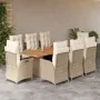 Set comedor de jardín 9 pzas con cojines ratán sintético beige | Foro24.es | Tu tienda online para hogar, jardín y más Foro24.es