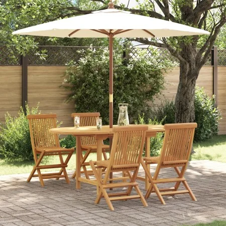 Conjunto de Comedor de Jardín de 5 Piezas de Madera Sólida de Teca | Foro24.es | Tu tienda online para hogar, jardín y más Foro24.es