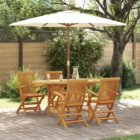 Conjunto de Comedor de Jardín de 5 Piezas de Madera Maciza de Teca by , Garden tables - Ref: Foro24-3157130, Price: 564,25 €,...