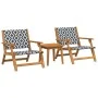 Sillas de Jardín con Mesa de 3 Piezas Negra y Blanca de Madera Maciza de Acacia by , Garden chairs - Ref: Foro24-3214436, Pri...