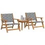 Sillas de Jardín con Mesa de 3 Piezas Negra y Blanca de Madera Maciza de Acacia by , Garden chairs - Ref: Foro24-3214436, Pri...