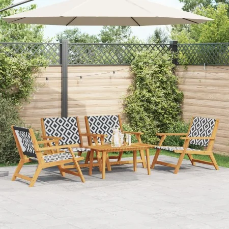 Sillas de jardín con mesa de 5 piezas Negro y Blanco Madera maciza de Acacia by , Garden chairs - Ref: Foro24-3214468, Price:...