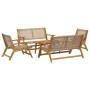 Sillas de jardín con mesa de 5 piezas en beige de madera maciza de acacia de , Sillas de jardín - Ref: Foro24-3214459, Precio...