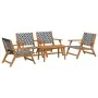 Sillas de jardín con mesa de 5 piezas Negro y Blanco Madera maciza de Acacia by , Garden chairs - Ref: Foro24-3214468, Price:...