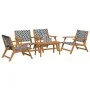 Sillas de jardín con mesa de 5 piezas Negro y Blanco Madera maciza de Acacia by , Garden chairs - Ref: Foro24-3214468, Price:...