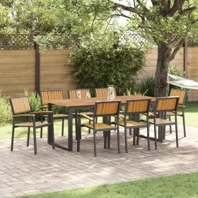 Sillas de Jardín Apilables 8 pcs Acero Negro y