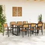 Sillas de Jardín Apilables 8 pcs Acero Negro y Madera Acacia Sólida by , Garden chairs - Ref: Foro24-3284394, Price: 607,27 €...