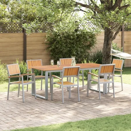 Sillas de Jardín Apilables 6 pcs Gris de Acero y Madera Maciza de Acacia von , Gartenstühle - Ref: Foro24-3284395, Preis: 458...