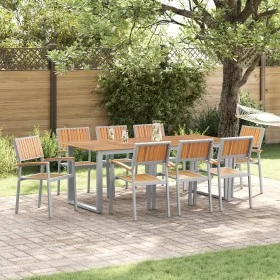 Sillas de Jardín Apilables 8 pcs Acero Gris y
