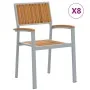 Sillas de Jardín Apilables 8 pcs Acero Gris y Madera Sólida de Acacia by , Garden chairs - Ref: Foro24-3284396, Price: 605,38...