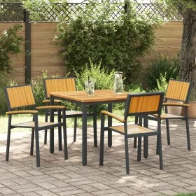 Juego de Comedor Jardín Conjunto de 5 Negro y