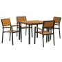 Juego de Comedor Jardín Conjunto de 5 Negro y Marrón Metal y madera | Foro24.es | Tu tienda online para hogar, jardín y más Foro24.es