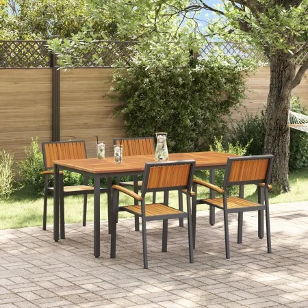 Conjunto de Comedor de Jardín de 5 Piezas Negro, Marrón Metal, Madera von , Gartentische - Ref: Foro24-3284417, Preis: 518,97...