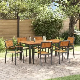Juego de Comedor de Jardín Set de 7 Negro, Madera Natural von , Gartentische - Ref: Foro24-3284418, Preis: 673,11 €, Rabatt: %