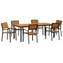 Set de Comedor de Jardín Set de 7 Negro y Marrón Metal y Madera | Foro24.es | Tu tienda online para hogar, jardín y más Foro24.es