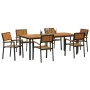 Set de Comedor de Jardín Set de 7 Negro y Marrón Metal y Madera | Foro24.es | Tu tienda online para hogar, jardín y más Foro24.es