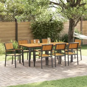 Juego de Comedor de Jardín Conjunto de 9 Negro
