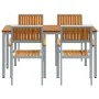 Juego de Comedor de Jardín Juego de 5 Gris, Madera Natural Metal | Foro24.es | Tu tienda online para hogar, jardín y más Foro24.es