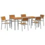 Conjunto de Comedor de Jardín Set de 7 Gris y Madera Natural de , Mesas de jardín - Ref: Foro24-3284427, Precio: 697,78 €, De...