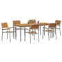 Conjunto de Comedor de Jardín Set de 7 Gris y Madera Natural de , Mesas de jardín - Ref: Foro24-3284427, Precio: 697,78 €, De...