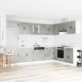 Armario de Cocina ""Kalmar"" con Doble Fregadero Gris Concreto Madera Elaborada by , Kitchen cabinets - Ref: Foro24-3315005, ...