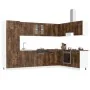 Gabinete de Cocina ""Kalmar"" con Doble Fregadero de Roble Ahumado en Madera Elaborada de , Armarios de cocina - Ref: Foro24-...