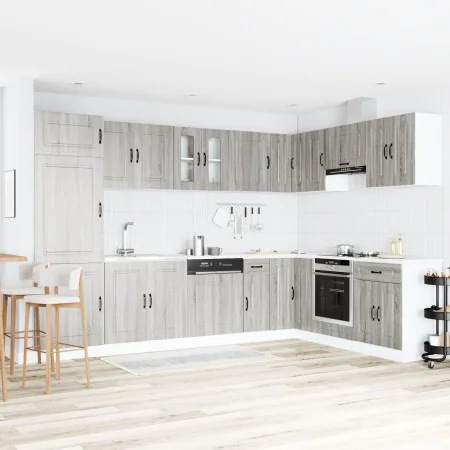 Armario de Cocina ""Kalmar"" con Doble Fregadero Gris Sonoma Madera Elaborada by , Kitchen cabinets - Ref: Foro24-3315007, Pr...
