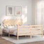 Bed frame with solid wood headboard 140x200 cm by vidaXL, Beds and slatted bases - Ref: Foro24-3195286, Price: 120,96 €, Disc...