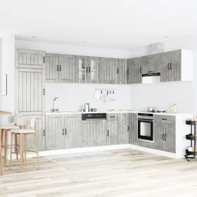 Gabinete de cocina ""Lucca"" con dos fregaderos en gris concreto y madera by , Kitchen cabinets - Ref: Foro24-3315015, Price:...