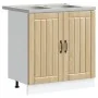 Armario de cocina 'Lucca' con dos fregaderos de madera compuesta en roble sonoma by , Kitchen cabinets - Ref: Foro24-3315014,...