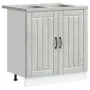 Gabinete de cocina ""Lucca"" con dos fregaderos en gris concreto y madera de , Armarios de cocina - Ref: Foro24-3315015, Prec...