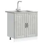 Gabinete de cocina ""Lucca"" con dos fregaderos en gris concreto y madera de , Armarios de cocina - Ref: Foro24-3315015, Prec...