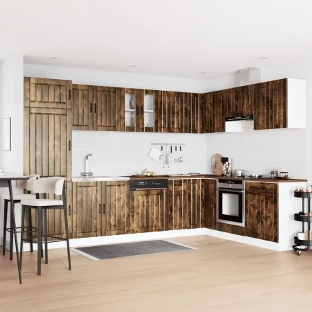 Mueble de cocina ""Lucca"" con fregadero de roble ahumado en madera elaborada de , Armarios de cocina - Ref: Foro24-3315016, ...