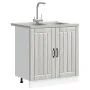 Gabinete de Cocina ""Lucca"" con Doble Fregadero en Gris Sonoma de Madera Ingienierizada de , Armarios de cocina - Ref: Foro2...
