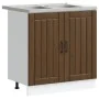 Armario de Cocina ""Lucca"" con Doble Lavabo en Roble Marrón Madera elaborada de , Armarios de cocina - Ref: Foro24-3315018, ...