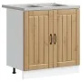 Gabinete de cocina ""Lucca"" con doble lavabo en madera de roble artesanal | Foro24.es | Tu tienda online para hogar, jardín y más Foro24.es