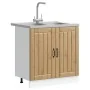 Gabinete de cocina ""Lucca"" con doble lavabo en madera de roble artesanal | Foro24.es | Tu tienda online para hogar, jardín y más Foro24.es