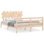 Bed frame with solid wood headboard 140x200 cm by vidaXL, Beds and slatted bases - Ref: Foro24-3195286, Price: 120,96 €, Disc...