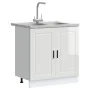 Armario Base con Lavabo ""Porto"" Brillo Alto Blanco 80x46x84,5 cm Madera Ingeniada von , Küchenschränke - Ref: Foro24-331502...