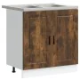 Gabinete Base para Fregadero ""Porto"" con Fregadero de Roble Ahumado 80x46x84,5 cm en Madera Elaborada de , Armarios de coci...