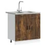 Gabinete Base para Fregadero ""Porto"" con Fregadero de Roble Ahumado 80x46x84,5 cm en Madera Elaborada de , Armarios de coci...