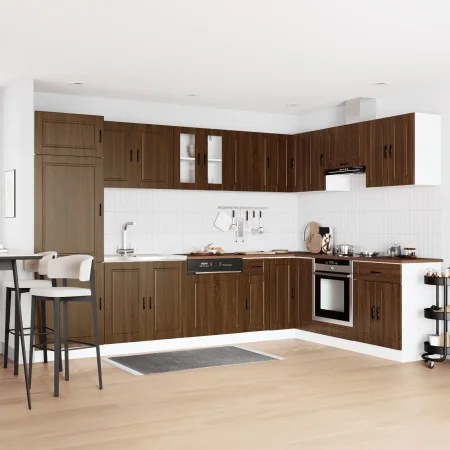 Armario Base con Fregadero 'Porto' Madera Marrón 80x46x84,5 cm Madera Elaborada de , Armarios de cocina - Ref: Foro24-3315028...