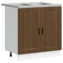 Armario Base con Fregadero 'Porto' Madera Marrón 80x46x84,5 cm Madera Elaborada de , Armarios de cocina - Ref: Foro24-3315028...