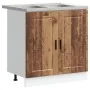 Gabinete Base ""Porto"" con Lavabo Madera Vieja 80x46x84,5 cm Madera Elaborada de , Armarios de cocina - Ref: Foro24-3315029,...
